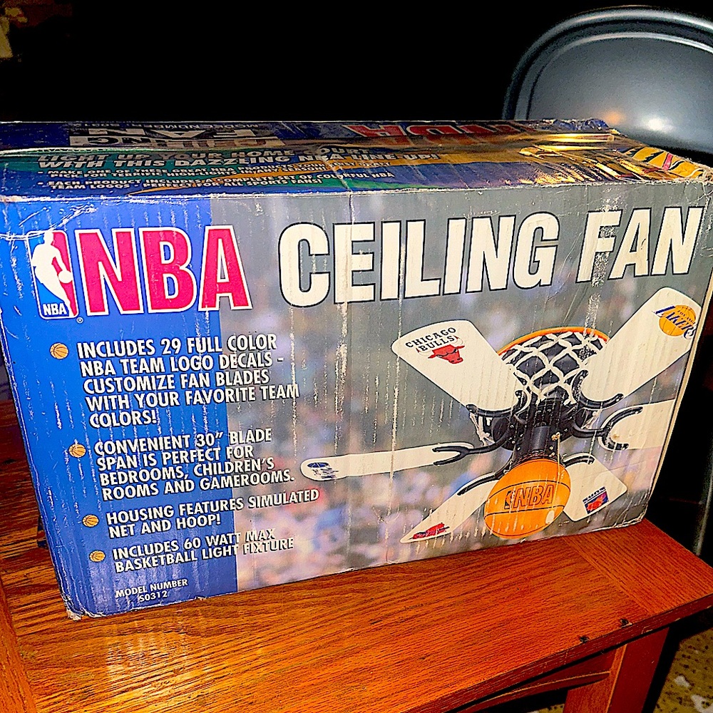 NOS! Vintage 1995 Sportscast NBA Basketball Ceiling Fan 30” Blade Span